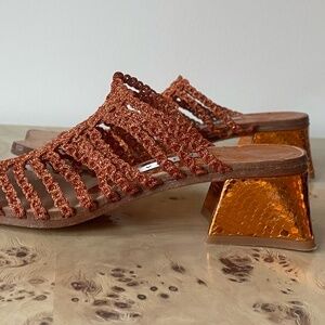Miista Orange Sandal Mules Crochet Size 7